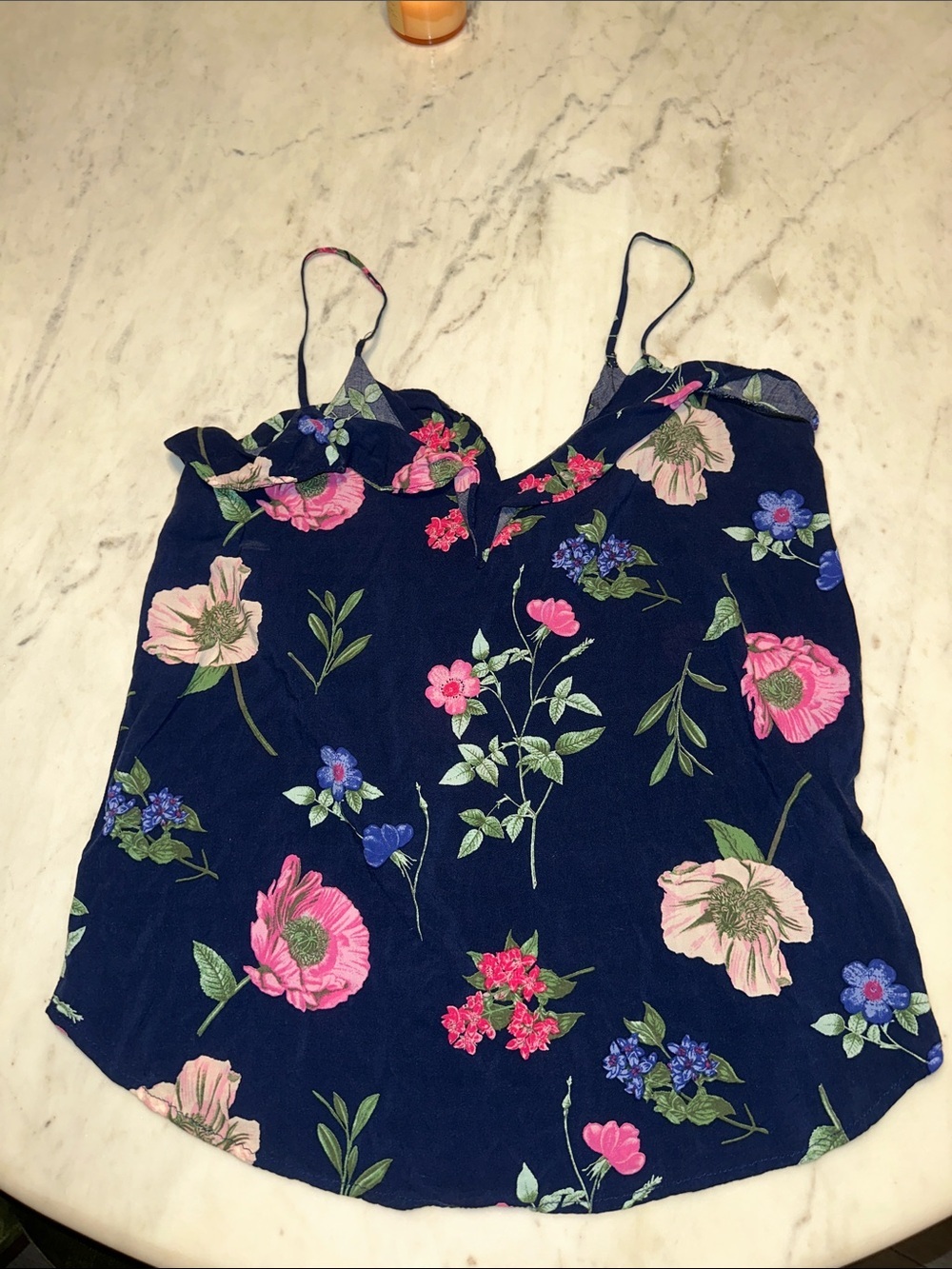 Women’s Navy Floral Cami Top - Pink & Blue Blooms size medium